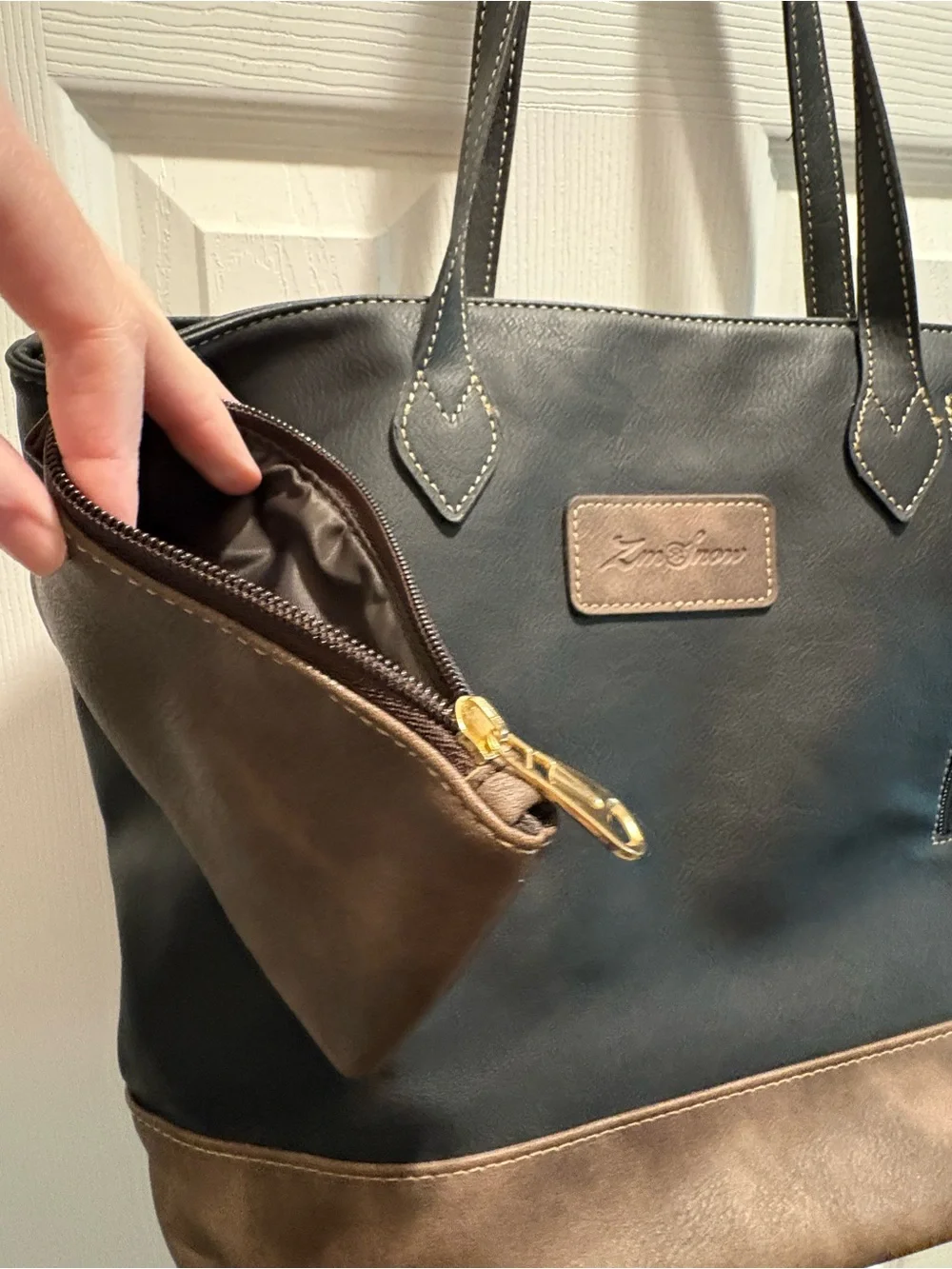 Black and Brown Two-Tone Tote Bag - Classic Everyday Carry